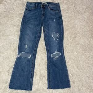 Unpublished| Women's distressed cropped boot cut denim jeans